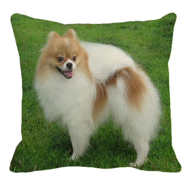 XUNYU Pomeranian Print Linen Pilllowcase Home Sofa Square Cushion cover Animal Dog Pattern Pillow cover AC105 - Цвет: 8