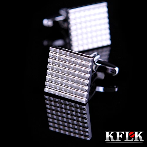 KFLK Luxury shirt cufflinks for mens Brand cuff buttons Silver Gray