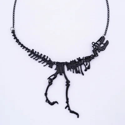 

Free shipping Grace Fashion Metal Gothic Tyrannosaurus Dragon Skull Skeleton Dinosaur Bones Pendant Cool Necklace Gift Wholesale