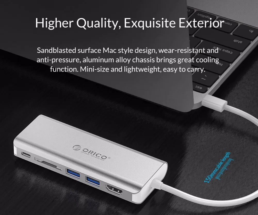 ORICO USB C концентратор type C-HDMI RJ45 VGA для MacBook samsung HUAWEI type C USB 3,0 концентратор 15 см usb-хаб