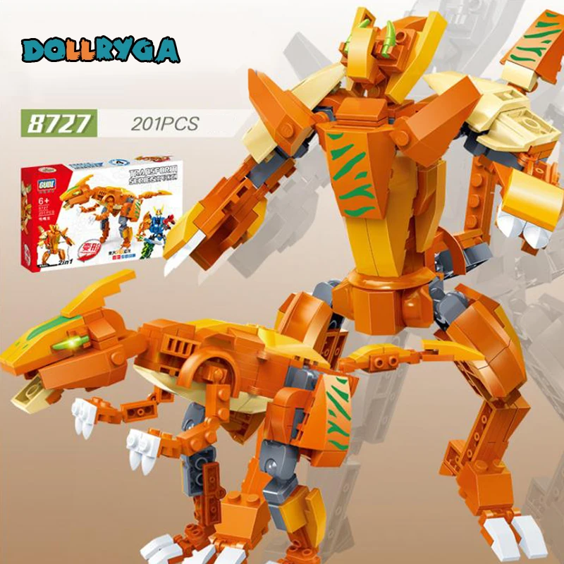 DOLLRYGA 226pcs Robot Deformation Dinosaur Figures Building Blocks 8724 Building Block Toys For Boys Compatible legoing Kid Gift