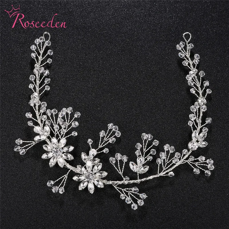 

Silver Handmade Crystal Bridal Hair Vine Headband Wedding Headpiece Headwear For Party Bride Hair Jewelry Accessories RE3148