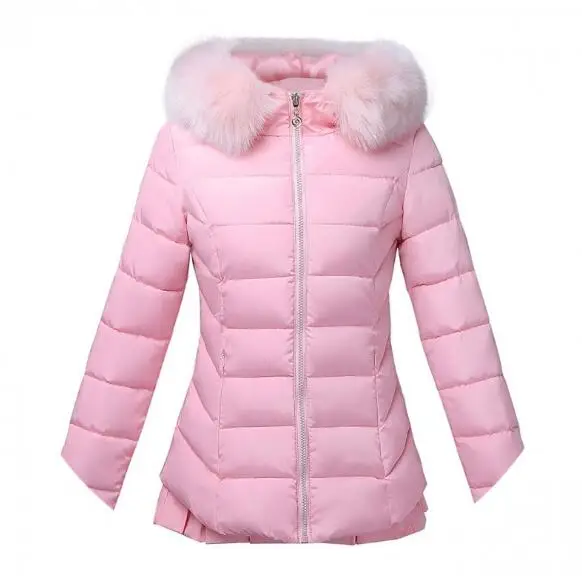 

Children Winter Jacket 2019 New Teenager Girls parka Warm Cotton-padded Coat Girls Faux Fur Collar Kids Clothes Outwear