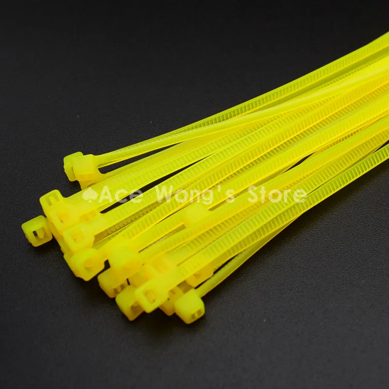 100 шт./упак. 4*200 мм ширина 2,7 мм Красочные Заводские стандартные самоблокирующиеся пластиковые нейлоновые кабельные стяжки, стяжка для провода - Цвет: Цвет: желтый