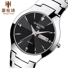 Модные Простые Стильные Топ люксовый бренд holuns Часы мужчины кожаный ремешок Группа Кварцевые часы тонкий циферблат часов человек