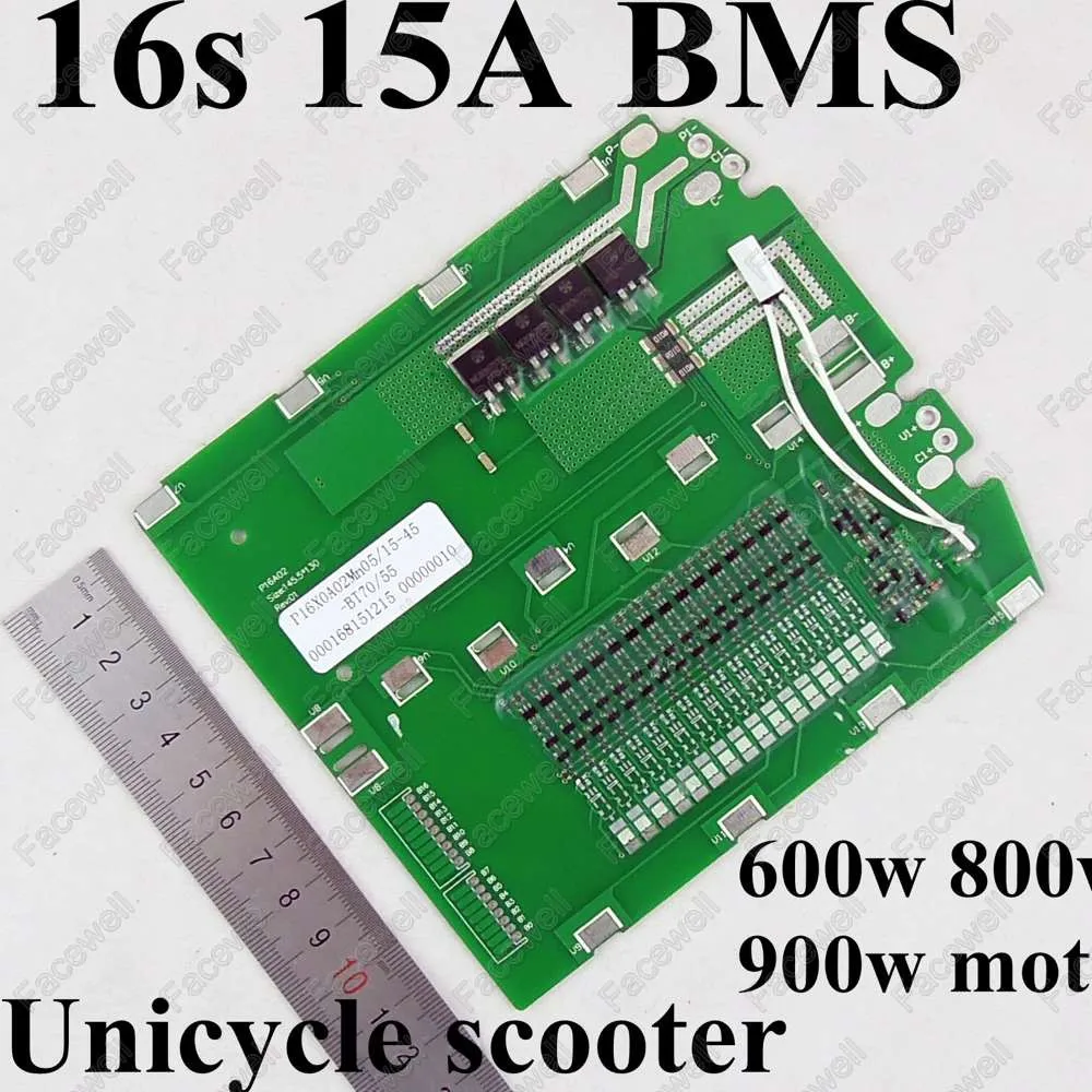 1 шт. 16s1p 60 в bms 15A 16 S смарт bms 60 В литиевая упаковка 3,7 в liion cell 60 в 500 Вт 600 Вт 800 Вт 900 Вт Электрический Одноколесный велосипед батарея 60 в 2.2ah