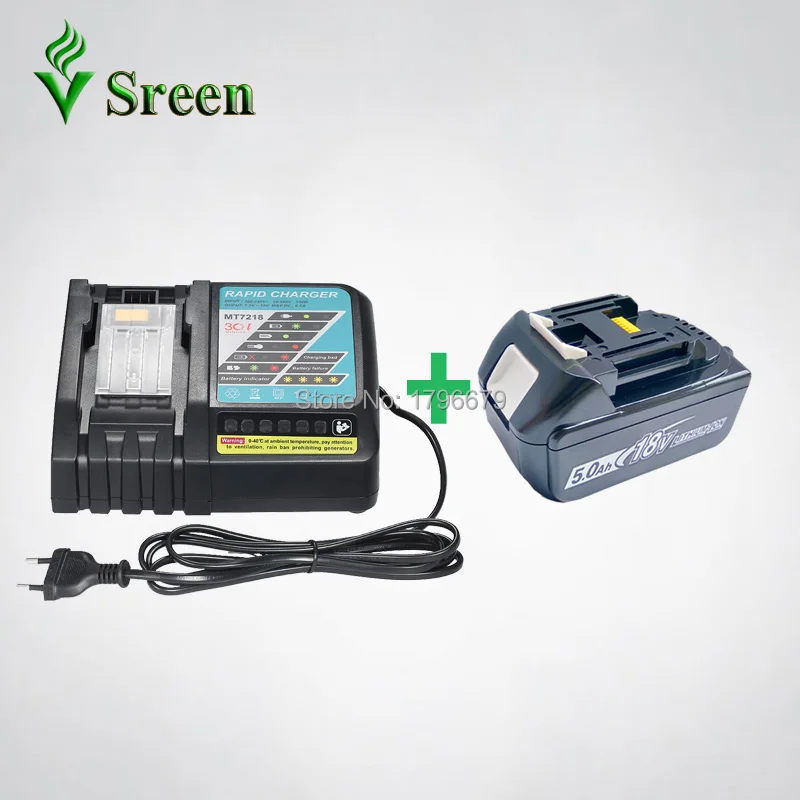 

Rapid Charger with 5000mAh Emergency Lithium Ion Rechargeable Power Tool Battery Replacement for Makita 18V BL1850 BL1840 DC18RC