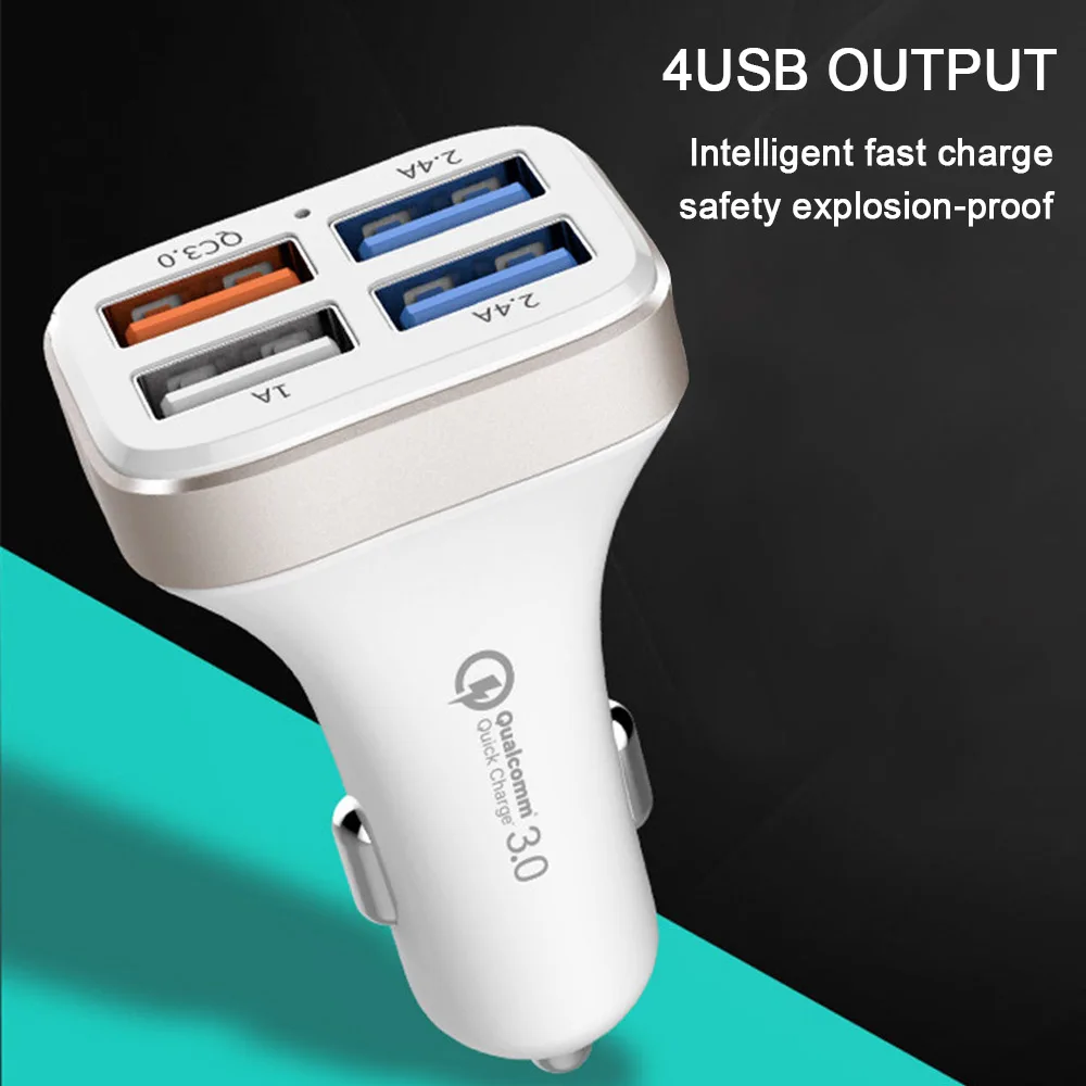 4 منفذ USB للسيارة شاحن سريع محول الشحن ل iphone 6 7 8 زائد X XR Xiaomi 8 9 ملاحظة 5A المحمول الهاتف 2.4A QC3.0 شاحن سريع