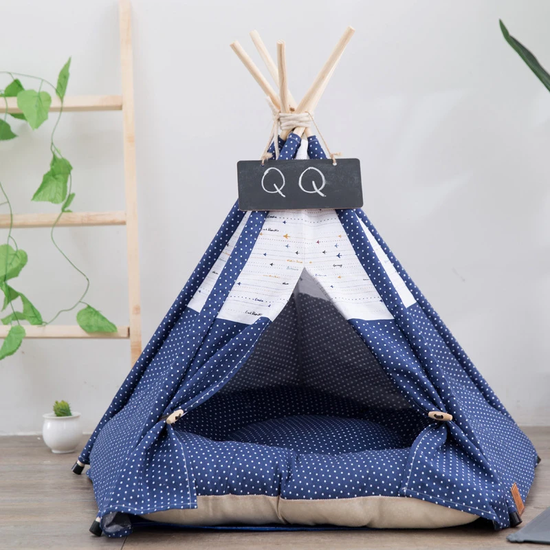 

JORMEL Pet Teepee Tent Dog Cat Toy House Portable Washable Pet Bed Star Pattern Not Contain Mat Dog Bed