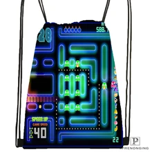 CustomPacman геймер Nerd Стиль Drawstring сумка-рюкзак милый рюкзак дети сумка(черный назад) 31x40 см#180531-02-58