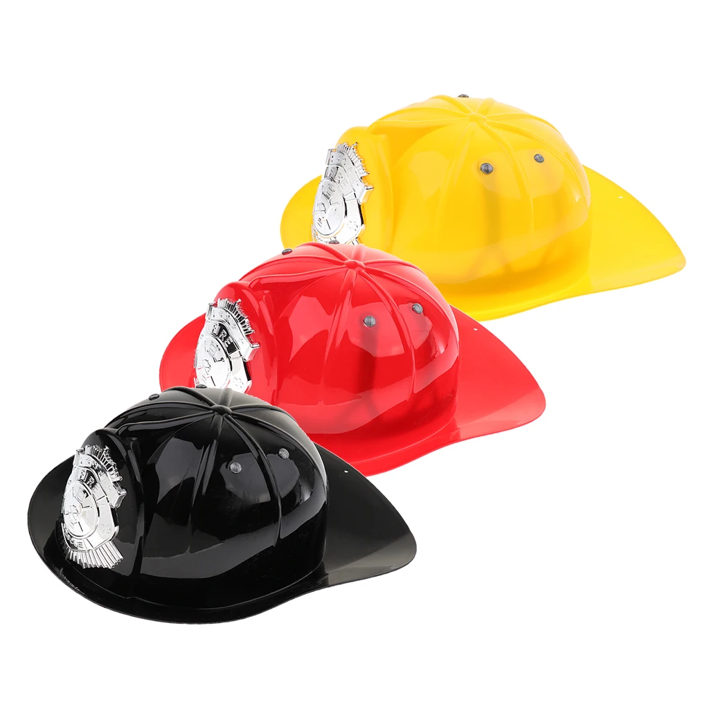3PCS Children Fireman Chief Helmet Firefighter Hat Fancy Dress Accessories Kids Halloween Party Role Play Toy
