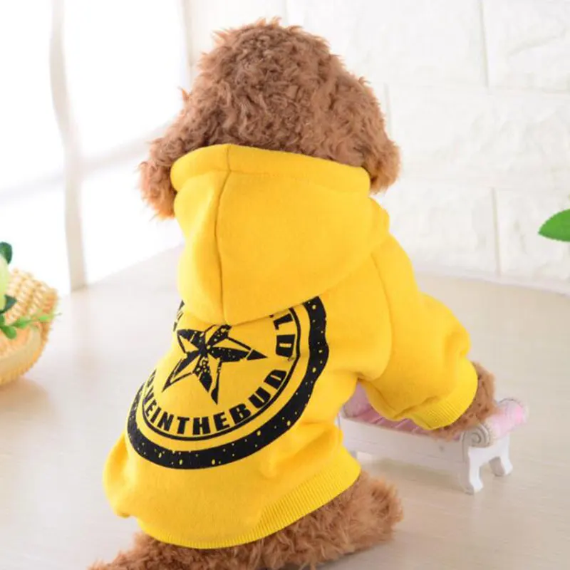 Толстовка для собак фуфайка для домашнего животного собаки флисовая одежда Кошка маленькая Чихуахуа Тедди розовый желтый костюм с капюшоном XS S M L XL DOGGYZSTYLE