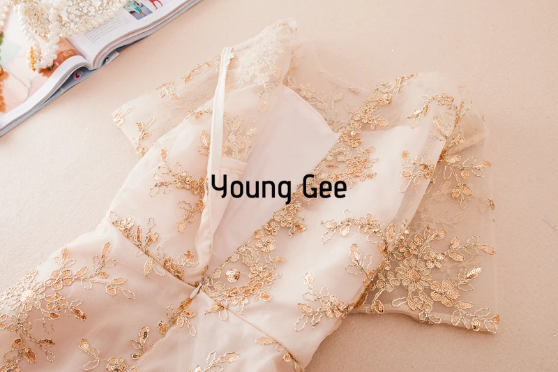Young Gee весна лето для женщин подиумные платья кружево вышивка цветочный блестками элегантное вечернее платье Femme Туника Мода Vestidos