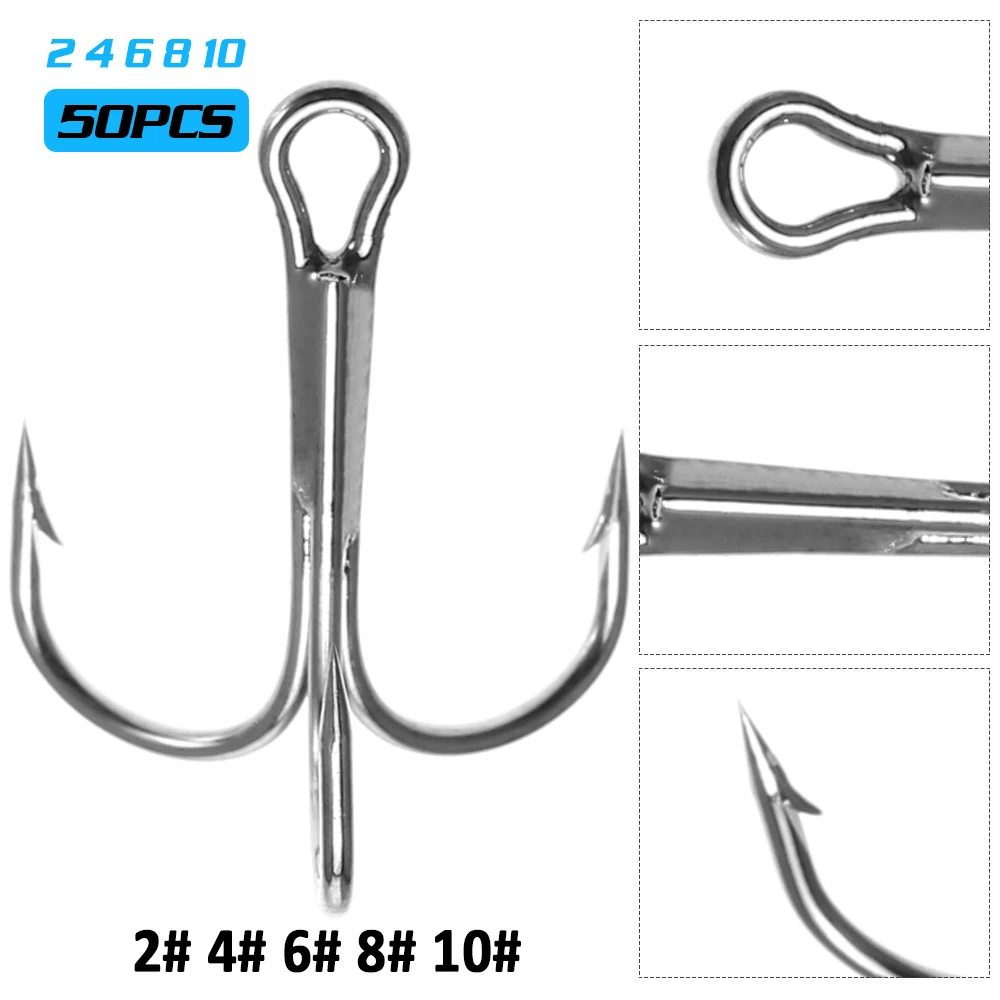 Buy 50pcs Treble Fishing Hook Set 5 Sizes 12 20 High