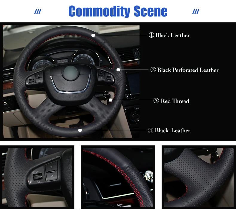 Черные чехлы на руль из натуральной кожи для Skoda Octavia a5 a 5 Superb 2012 2013 Автомобильные Чехлы На Руль