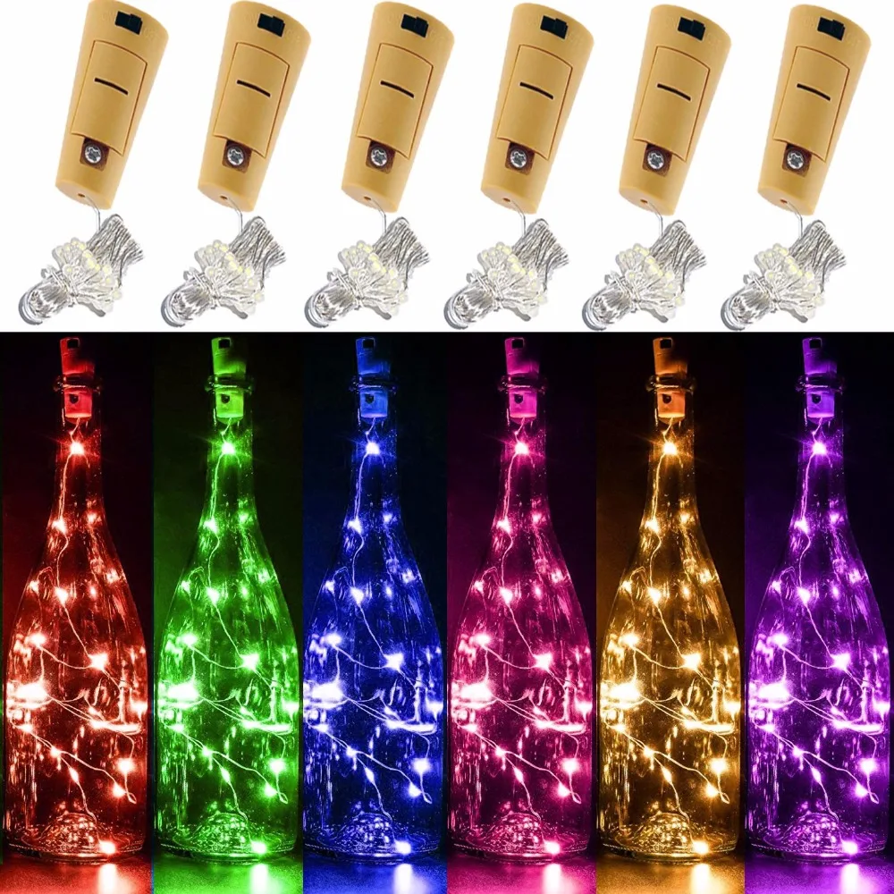 10PCS Bottle TOP String Lights 20 LED Warm White Fairy Wine Cork Shaped Stopper 