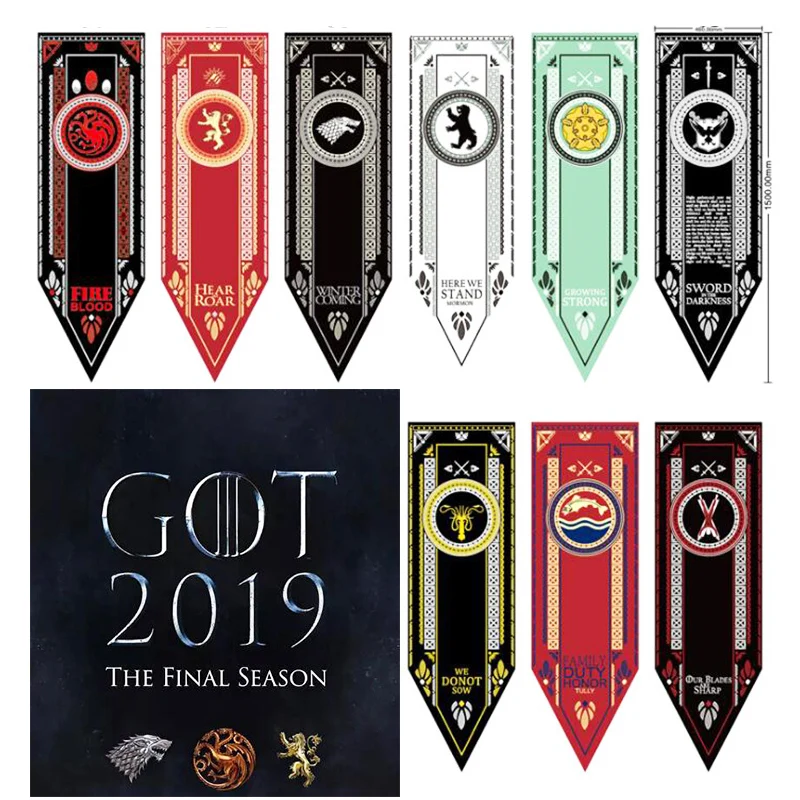 

Game Of Thrones Banner Home Decor bar Flag House Stark Tully Targaryen Lannister Baratheon Bolton GOT decoration fine