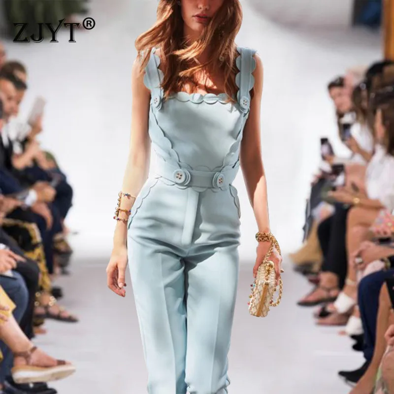 

2019 New Summer Fashion Sexy Jumpsuit Women Lace Sleeveless Strap Rompers Womens Jumpsuits Full Length Pants Overalls
