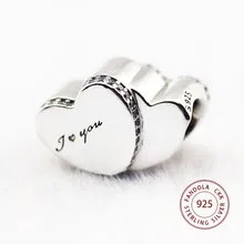 Подходит браслет Pandora из стерлингового серебра 925 пробы Подвески You& Me две бусины-брелоки в форме сердца для изготовления ювелирных изделий женский подарок для влюбленных