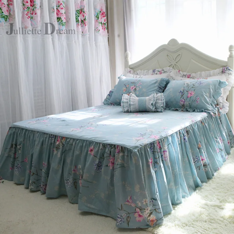 

2019 New 2 colors pastoral print bedspread handmade custom bed cover cotton fabric coverlet bedroom bed spread rustic bed covers