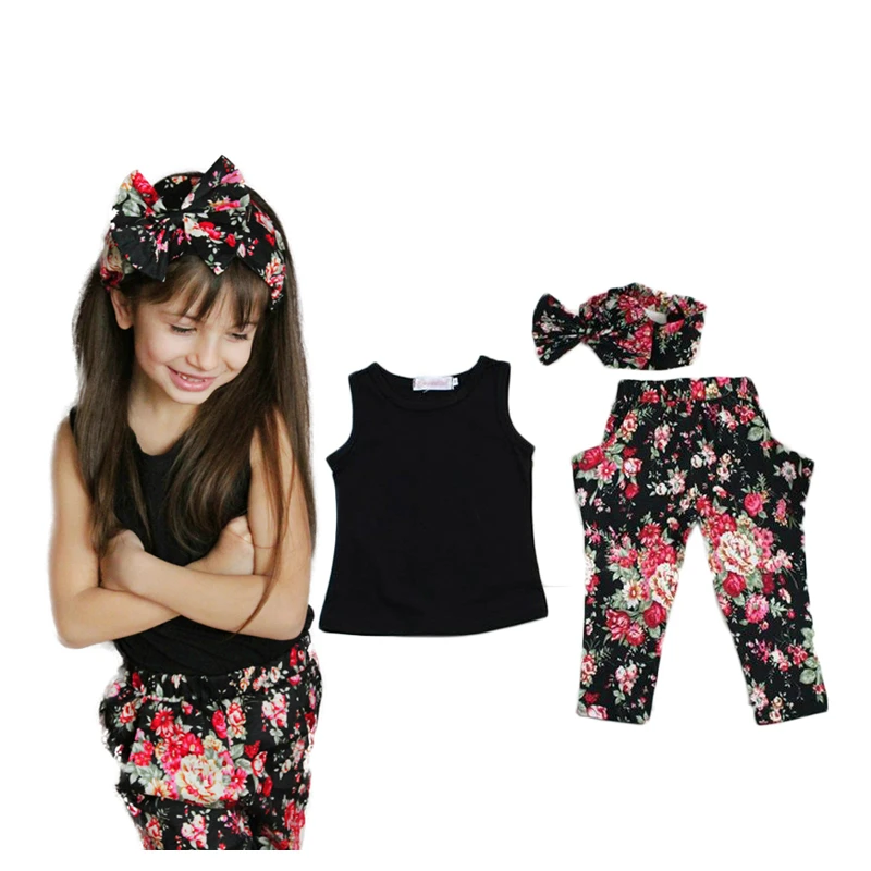 Buy Summer style Girls Fashion floral casual suit