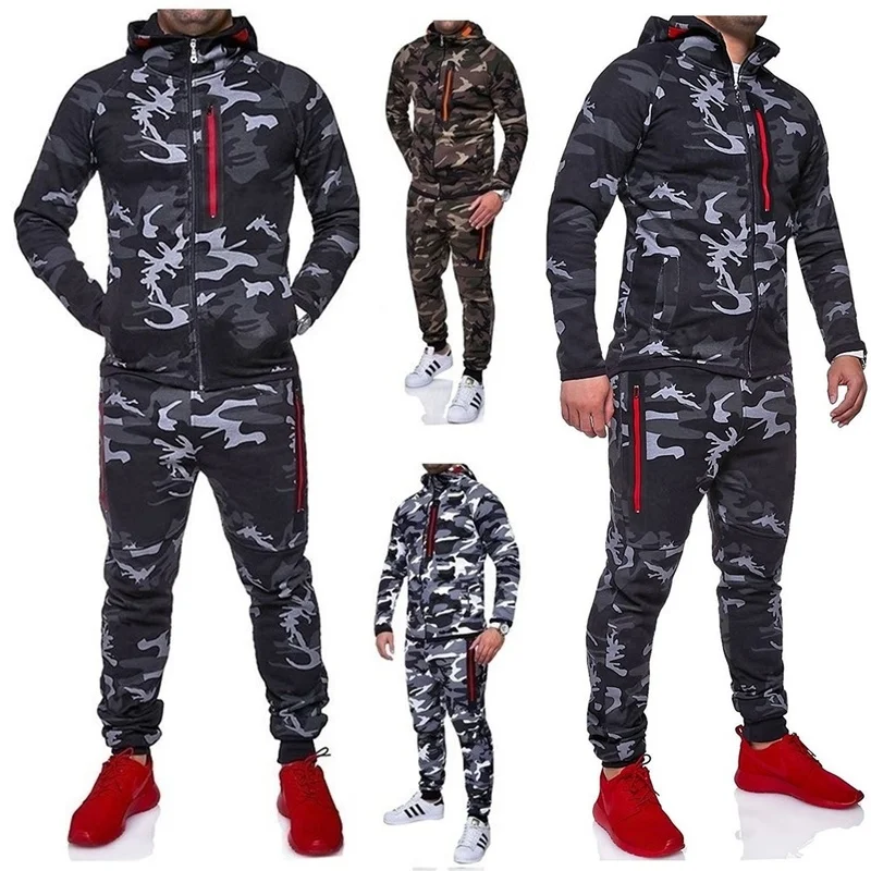 

Zogaa 2019 Men Fashion Camouflage Jackets+Pants Set Male Tracksuit Outdoors Suit Men's Gyms Suit Set Casual Sportswear Hot Sale