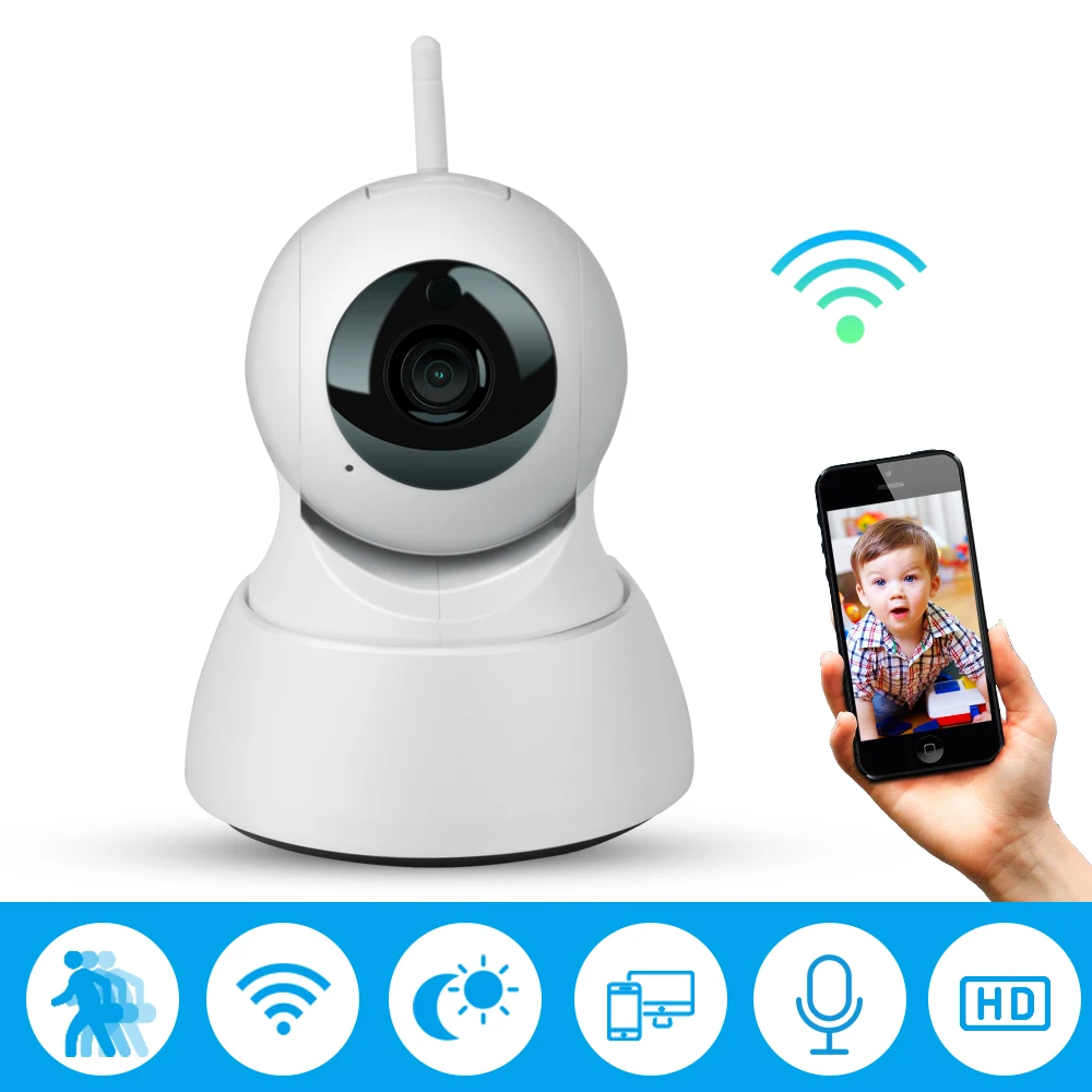 

Smart IP Camera Wifi 720P(HD) 3.6mm Mini PTZ Built In Mic Support Two Way Audio SD Card Motion Detect for CCTV Security Camera