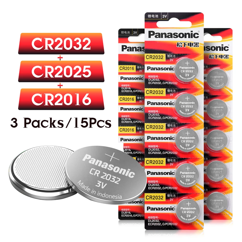 

PANASONIC 5pcs cr2016+5pcs cr2025+5pcs cr2032 3v button cell coin lithium li-ion batteries for watch car toy