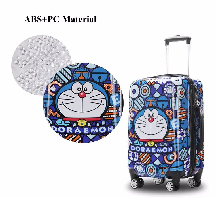 Doraemon мультфильм Сумки на колёсиках мешок дети чемодан путешествия вести ребенок мультфильм Универсальный Колёса тележка Чемодан