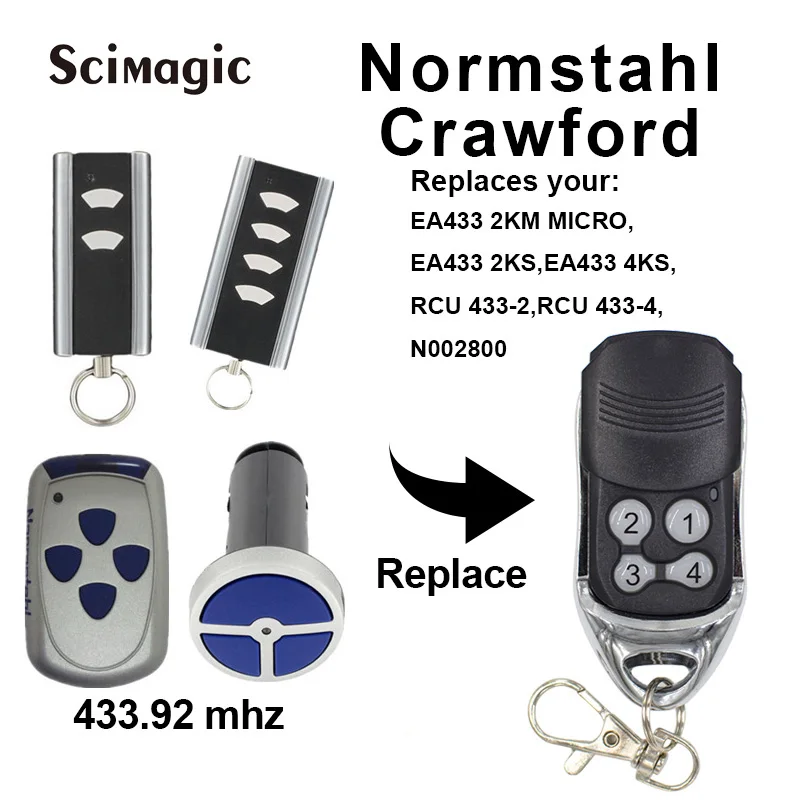 Пульт дистанционного управления для Normstahl / Crawford EA433 2KS 4KS/RCU433-2/N002800/EA433 2KM Micro/RCU433-4 Gate