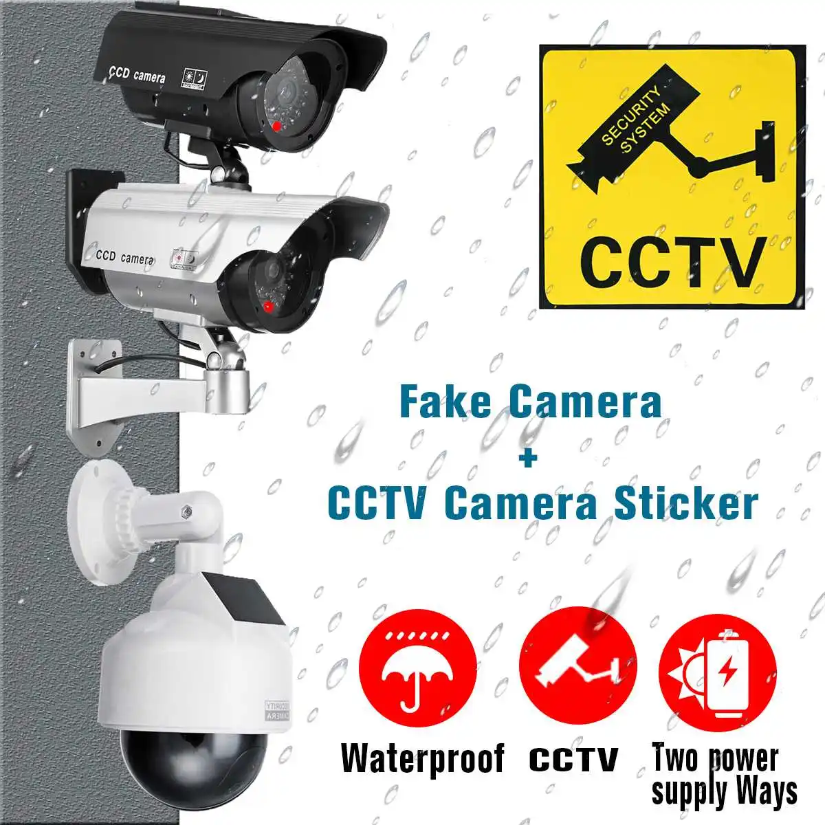 

Fake Dummy Camera Bullet Waterproof Outdoor Indoor Security CCTV Surveillance Camera With Flashing Red LED With Sticker Paper