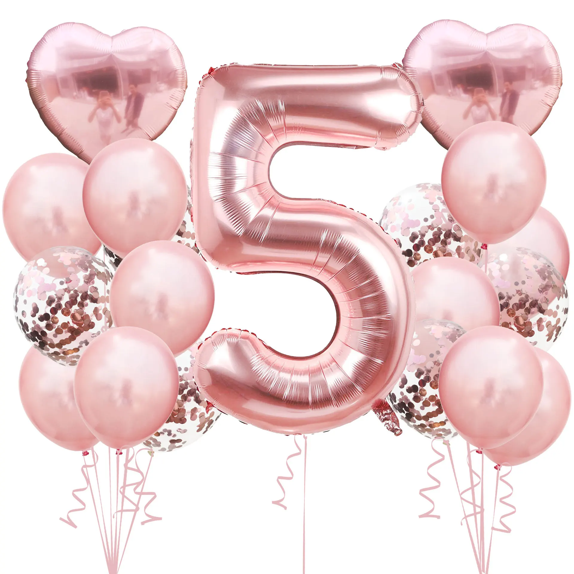 1 комплект, розовые золотые баллоны с гелием, декор для дня рождения, 40 дюймов, номер 12 дюймов, латексные конфетти, шары для детей и взрослых, декор для дня рождения - Цвет: 5