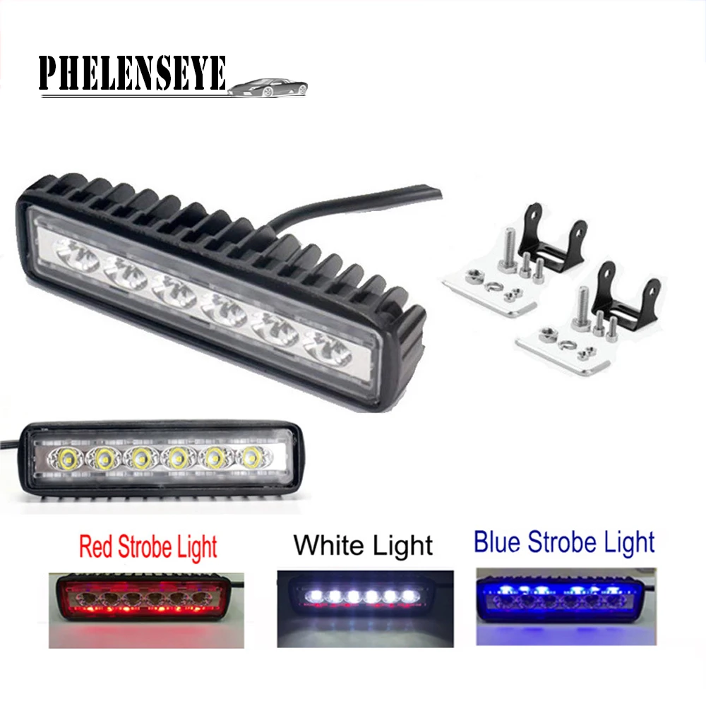 

6 inch 18W red and blue flashing 6LED car work light spotlight engineering auxiliary light over the machine lighting