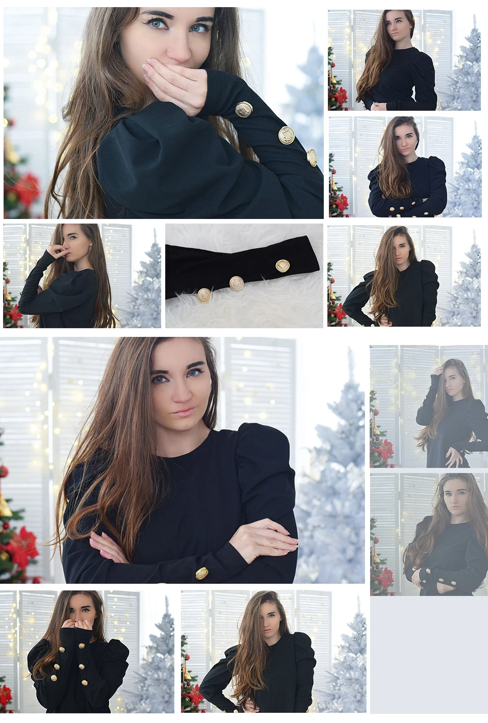 SHEIN Стильная Однотонная Блуза С Пуговицами, Офисная Блузка С Оригинальным Рукавом