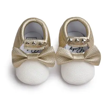 

Cute Newborn Soft Soled Non-slip Footwear Crib Shoes Cute Baby Girl Winter Moccasins Soft Moccs PU Leather First Walk