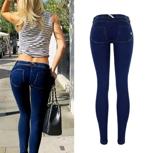 2018 Для женщин Тонкий джинсовые штаны бедра брюки Фитнес до Лето Повседневное джинсы с заниженной талией джинсы скинни