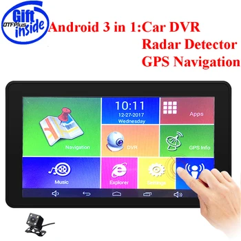 OTFPLUS New 7 inch Car DVR Camera Radar Detector Dual Lens GPS Navigation Android Free Map Car Video Camera Recorder BlackBox