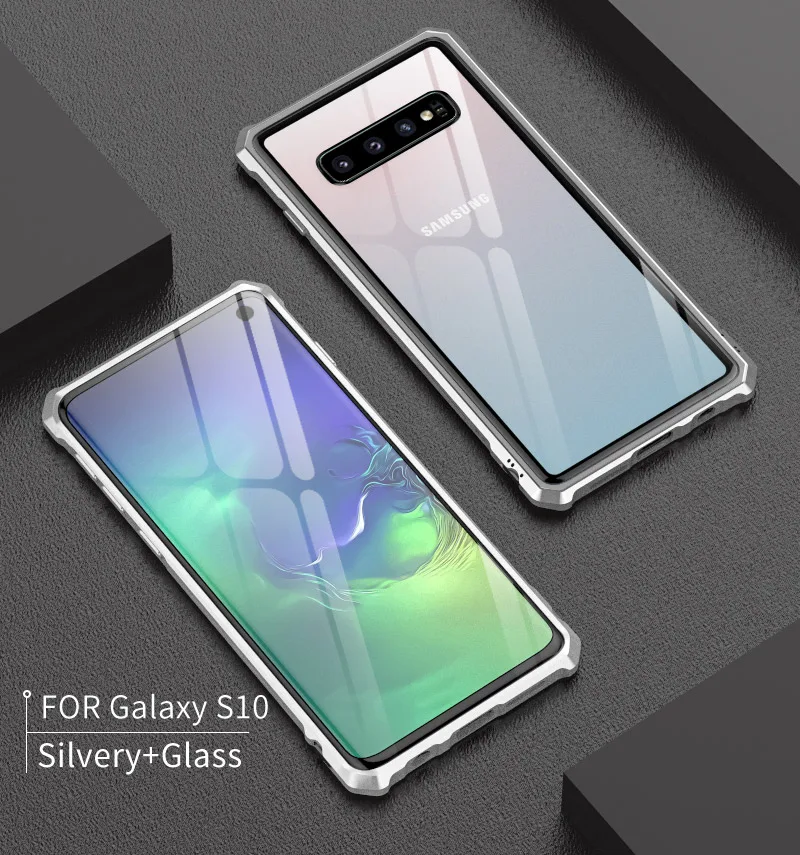 Для samsung Galaxy S10 Plus бампер S10E телефонные чехлы алюминиевая металлическая рамка бампер с прозрачным закаленным стеклом задняя крышка для S10 E