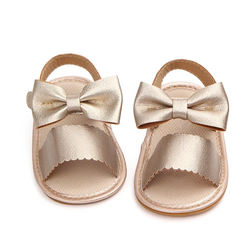 Summer Newborn Baby Girls Shoes Princess Sweet Big Bow First Walkers Crib Kids Open-Toe Slingback Shoes