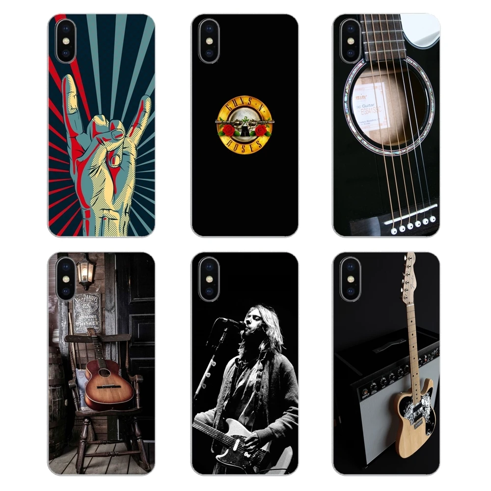 

guitar rock music phone wallpaper cartoon Silicone Phone Shell Cover For Apple iPhone 4 4S 5 5S 5C SE 6 6S 7 8 X XR XS Plus MAX