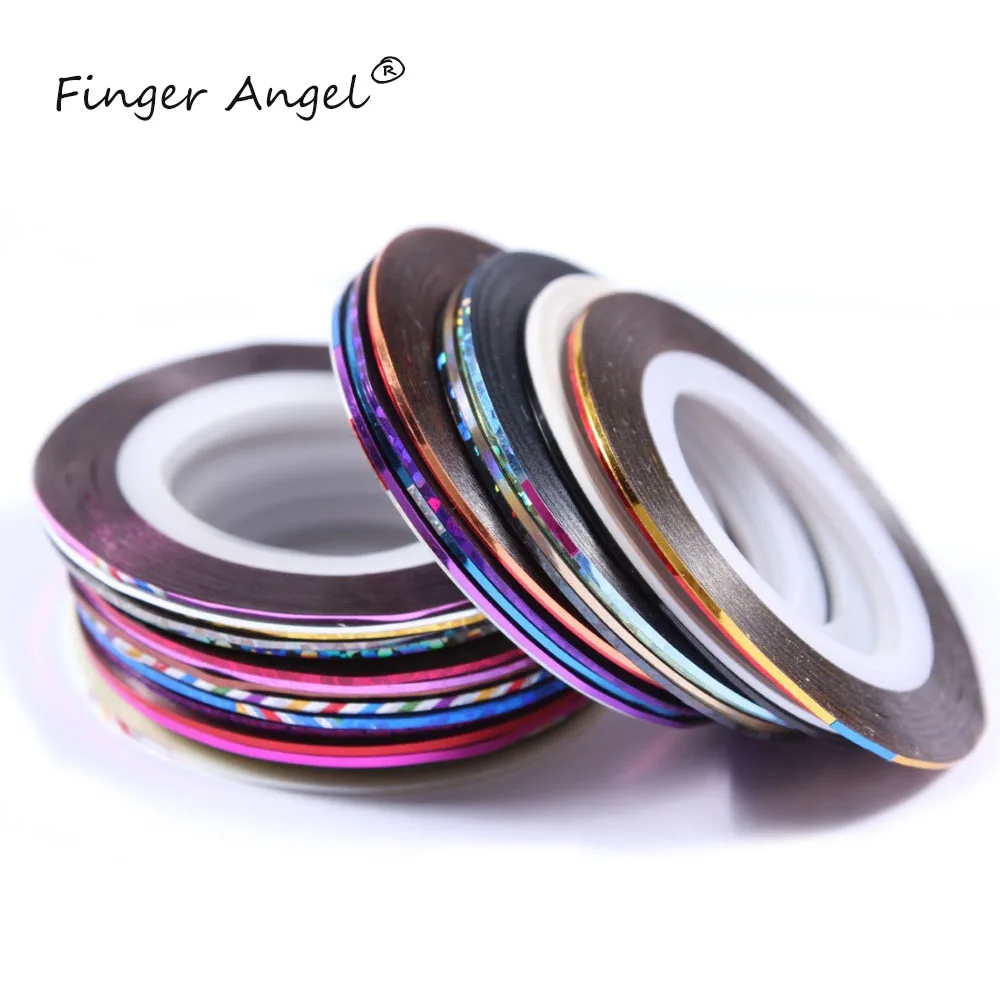 

Finger Angel Nail Art Striping Tape Line 24Pcs Mixed Colors Rolls 1mm Manicure Stickers DIY Tips Decoration Sticker Set