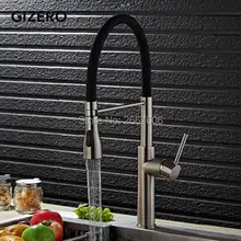 GIZERO Бесплатная доставка Недавно Черный Весна Кухонный Кран Щеткой Кран На Бортике Горячей и Холодной Воды Кран Смеситель GI2071