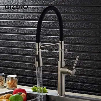 

GIZERO Newly Black Kitchen Faucet Brushed Tap Deck Mounted Hot and Cold Water Crane Mixing Taps GI2071