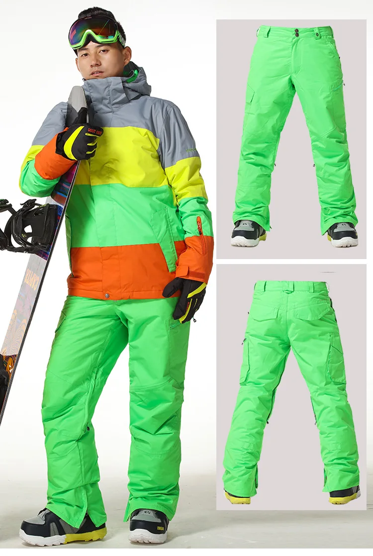 Gsou зимние мужские лыжные штаны Одноплатные двойные и уличные нагревательные брюки 818
