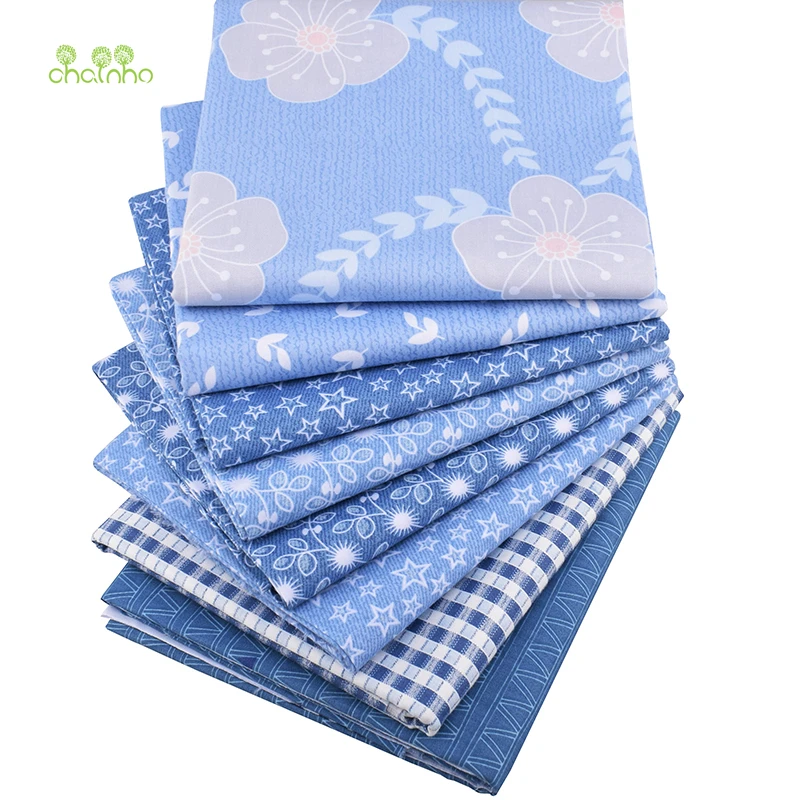 

Chainho,Blue Simple Floral Series,Printed Twill Cotton Fabric,Patchwork Cloth For DIY Sewing&Quilting Baby&Child Material,CC325