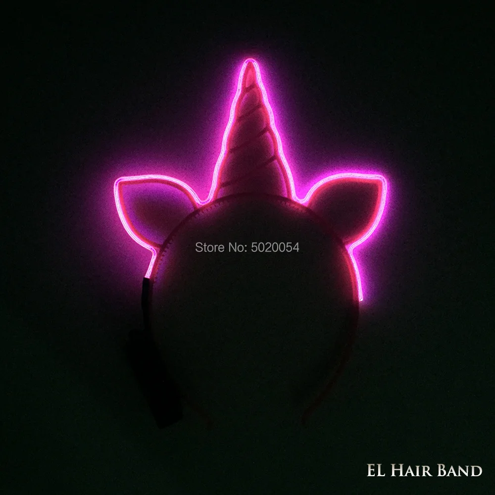 

EL Cold Light Halloween Hair Band Vocal Concert Props Supplies Cute Unicorn Horn Head Hair Hoop Band For Christmas Glowing Party
