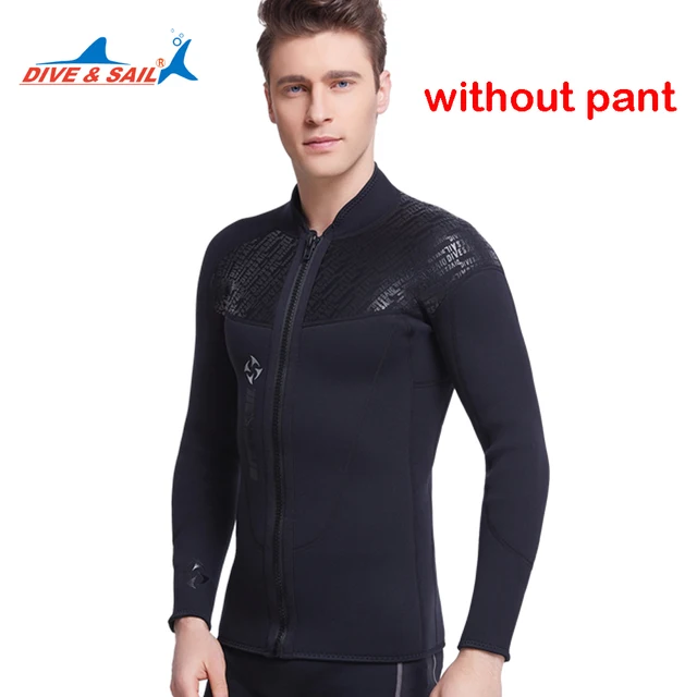 Dive&Sail 3MM wetsuit jackets top men long sleeve neoprene front zipper