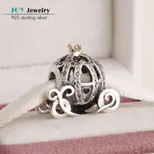 2015 nuevo 925 Cinderella Pumpkin cesta Charms con 14 k oro verdadero heredero y Cz estrenar pulsera Diy SH0637
