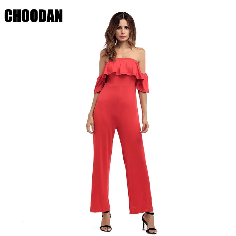 Ruffled Backless Women Jumpsuit 2018 Sexy Fashion Romper Long Pants