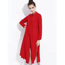 2016 Autumn And Winter High Quality Cotton And Linen Collar Button Fashion Elegant Chinese style Dress Women Clothing WMD008